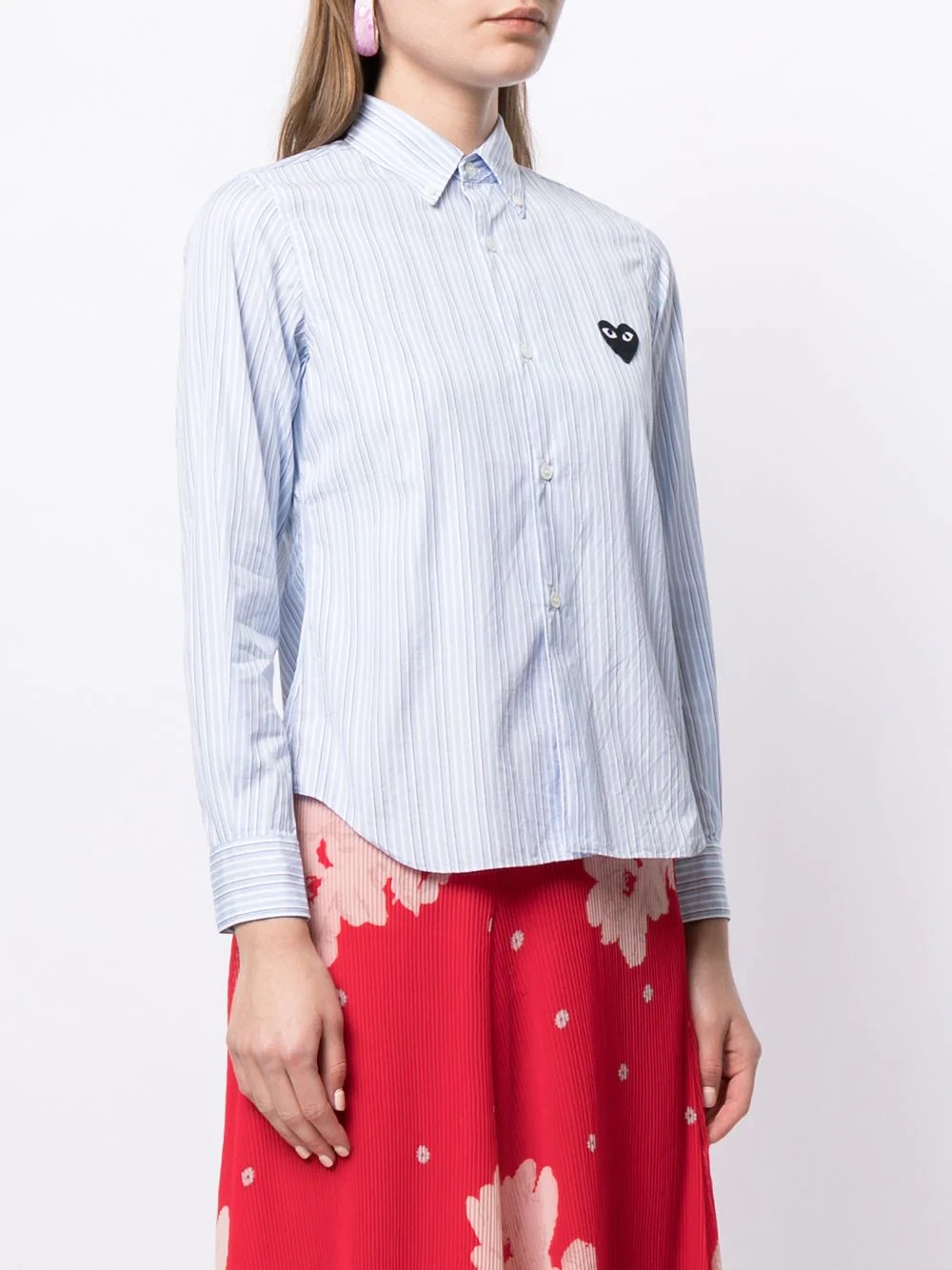 Comme Des Garçons Play Stripe-print Button-down Shirt In Blue