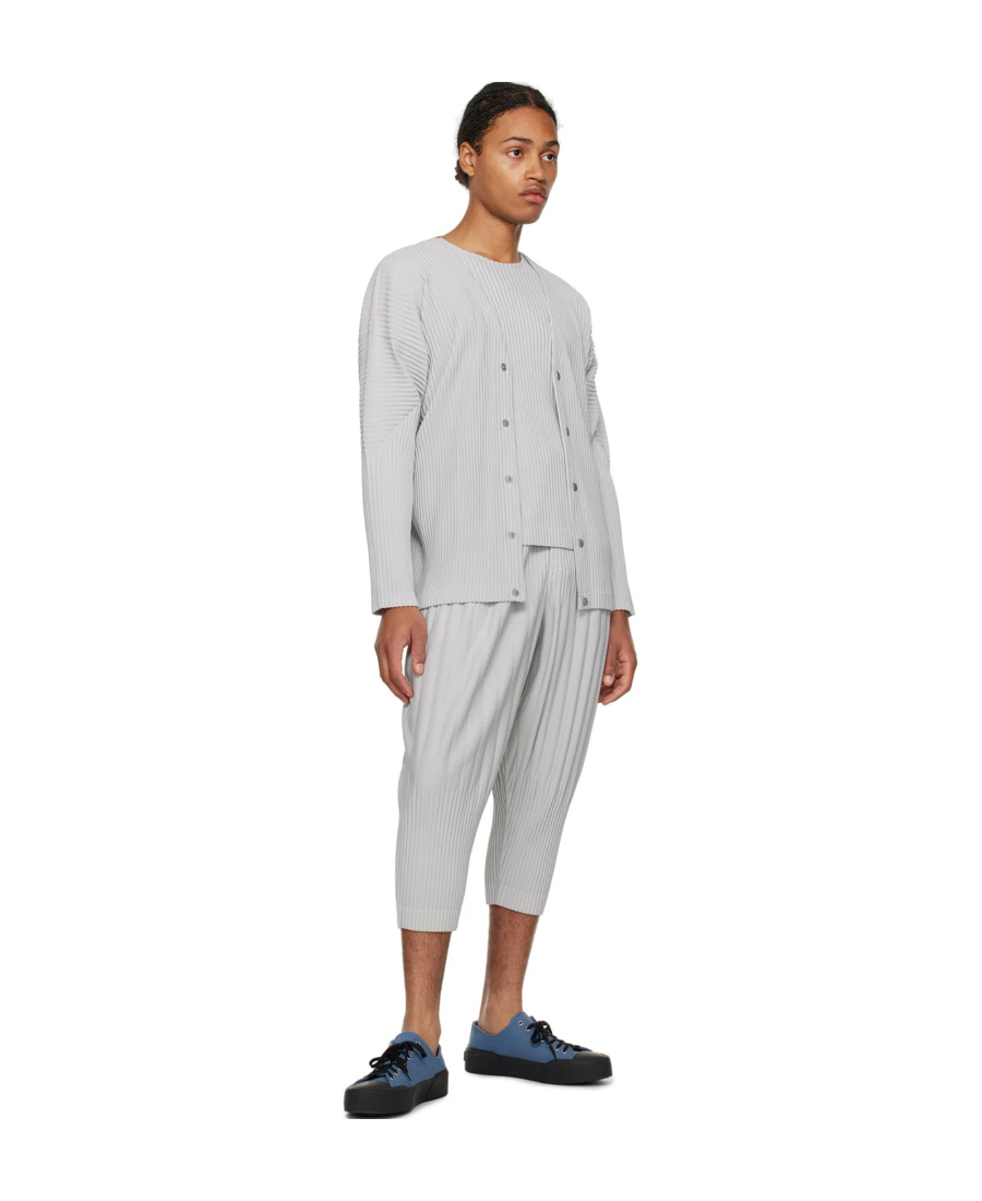 Issey Miyake Ribbed Texture V-neck Cardigan Pockets In White