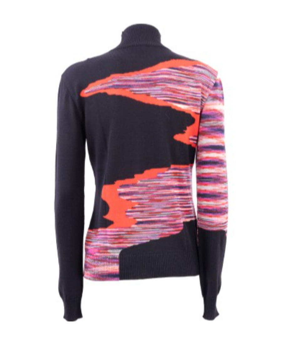 Missoni Crochet-knit Wool-blend Turtleneck Top In Black