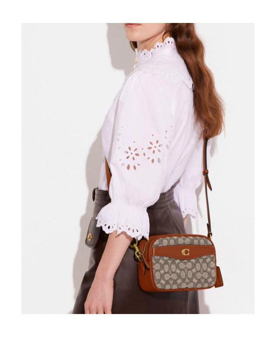 Coach Signature Textile Jacquard Camera Bag In Brown