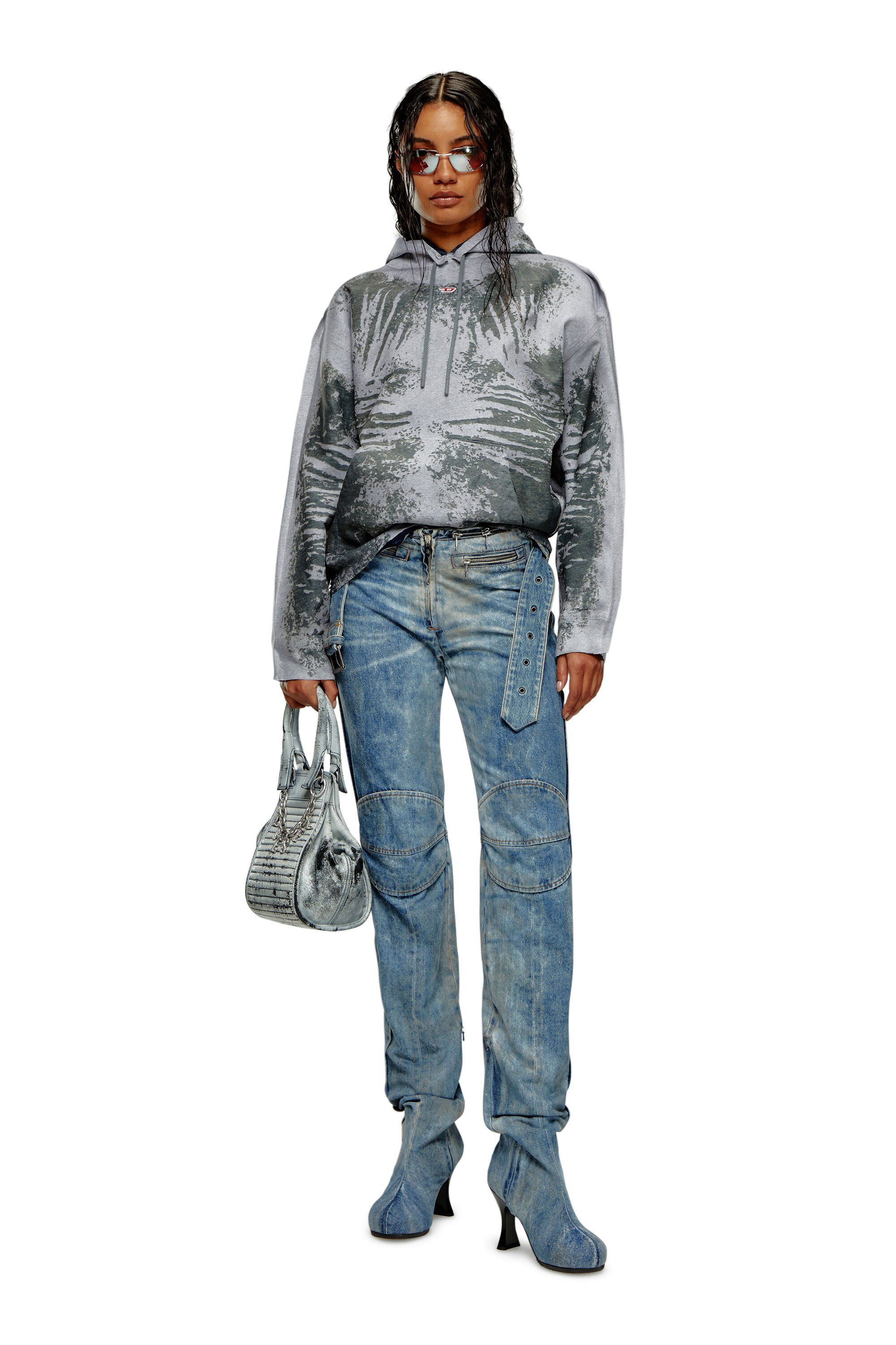 Diesel D-um-rib-s Peel-off Hoodie In Gray