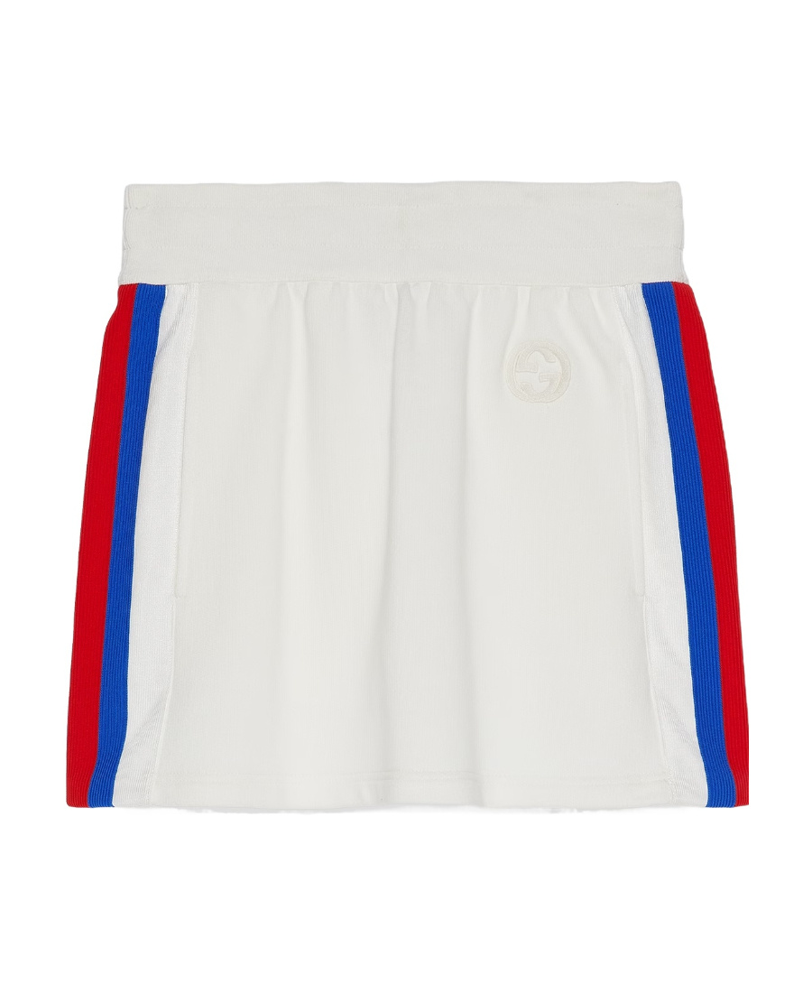Gucci Web-stripe Cotton Miniskirt In White