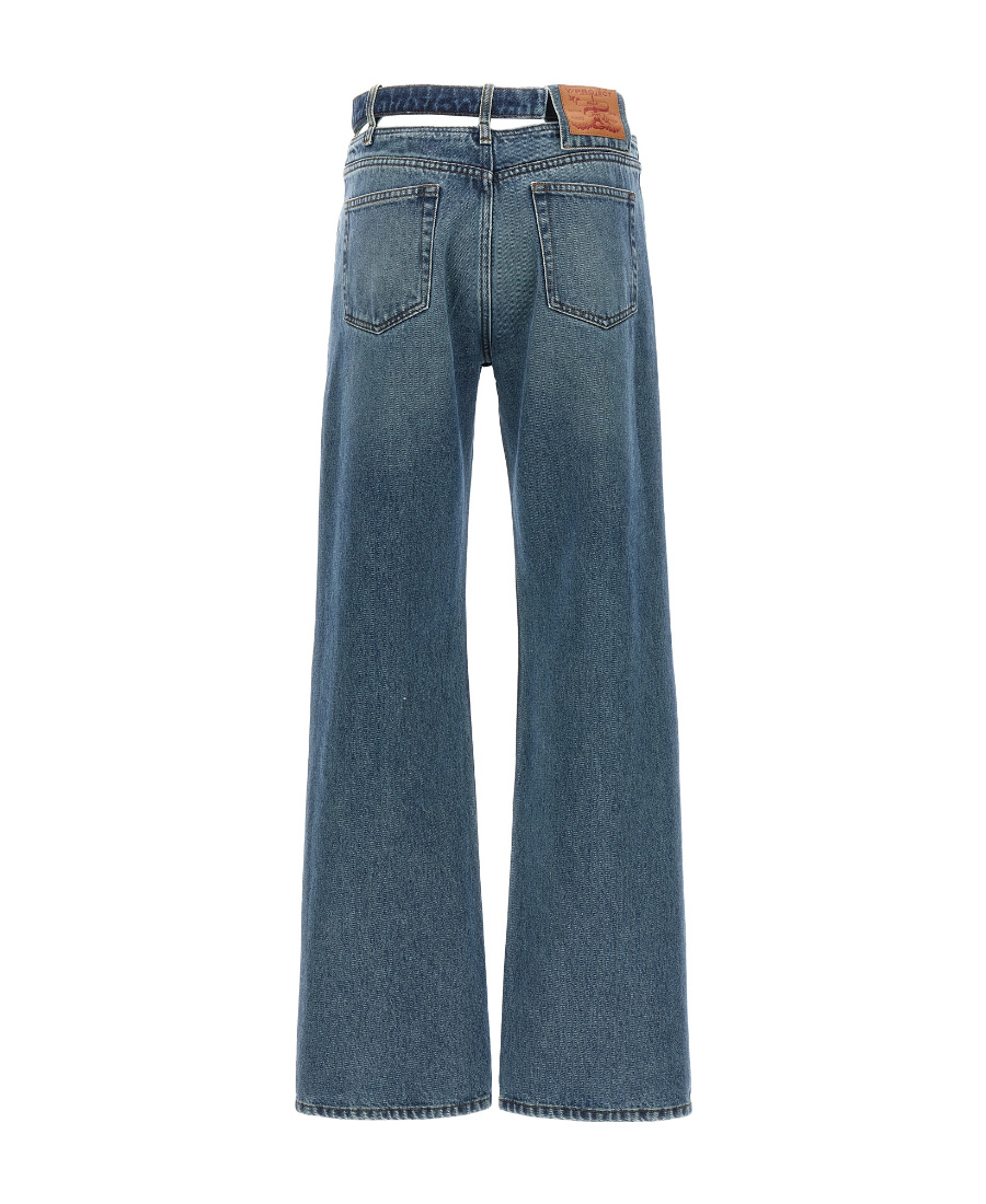 Y/project Evergreen Y Belt Wide-leg Jeans In Blue