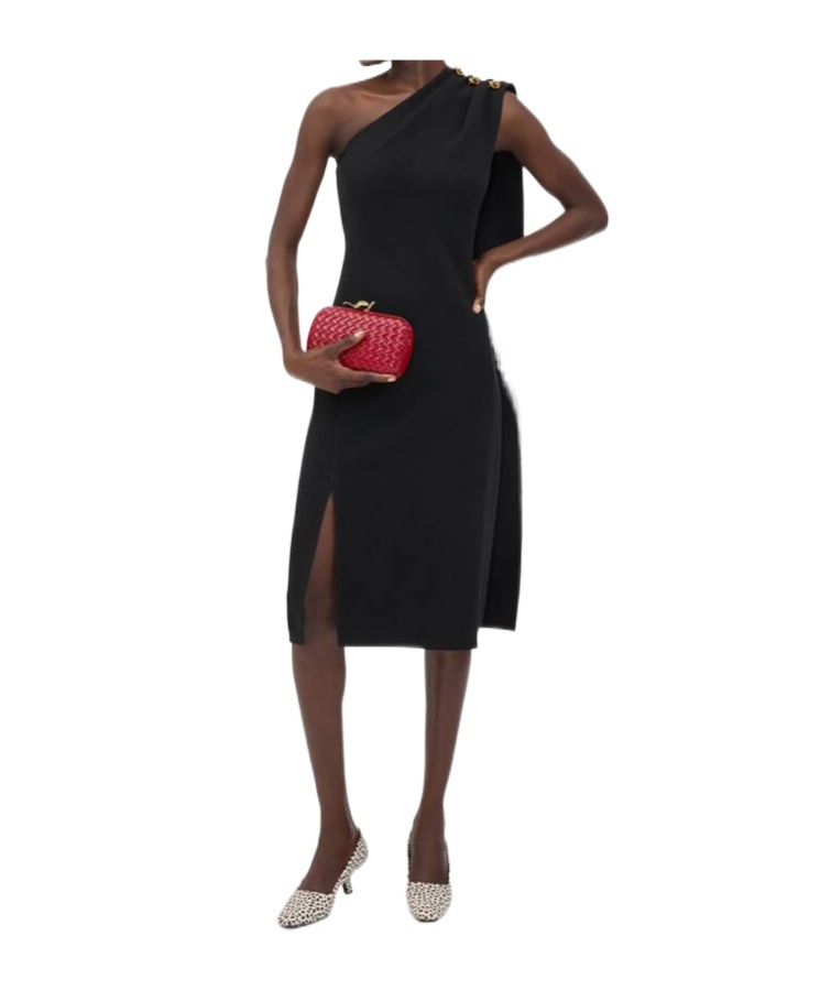 Shop Bottega Veneta Wool Viscose Crepe Dress In Black