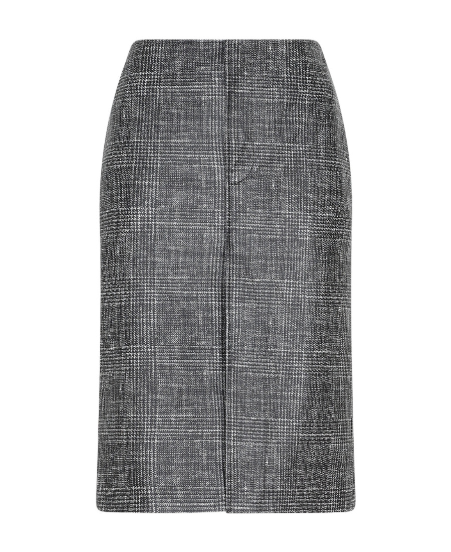 Bottega Veneta Stylish Black Printed Leather Midi Skirt For Women From Ss23 Collection In Gray