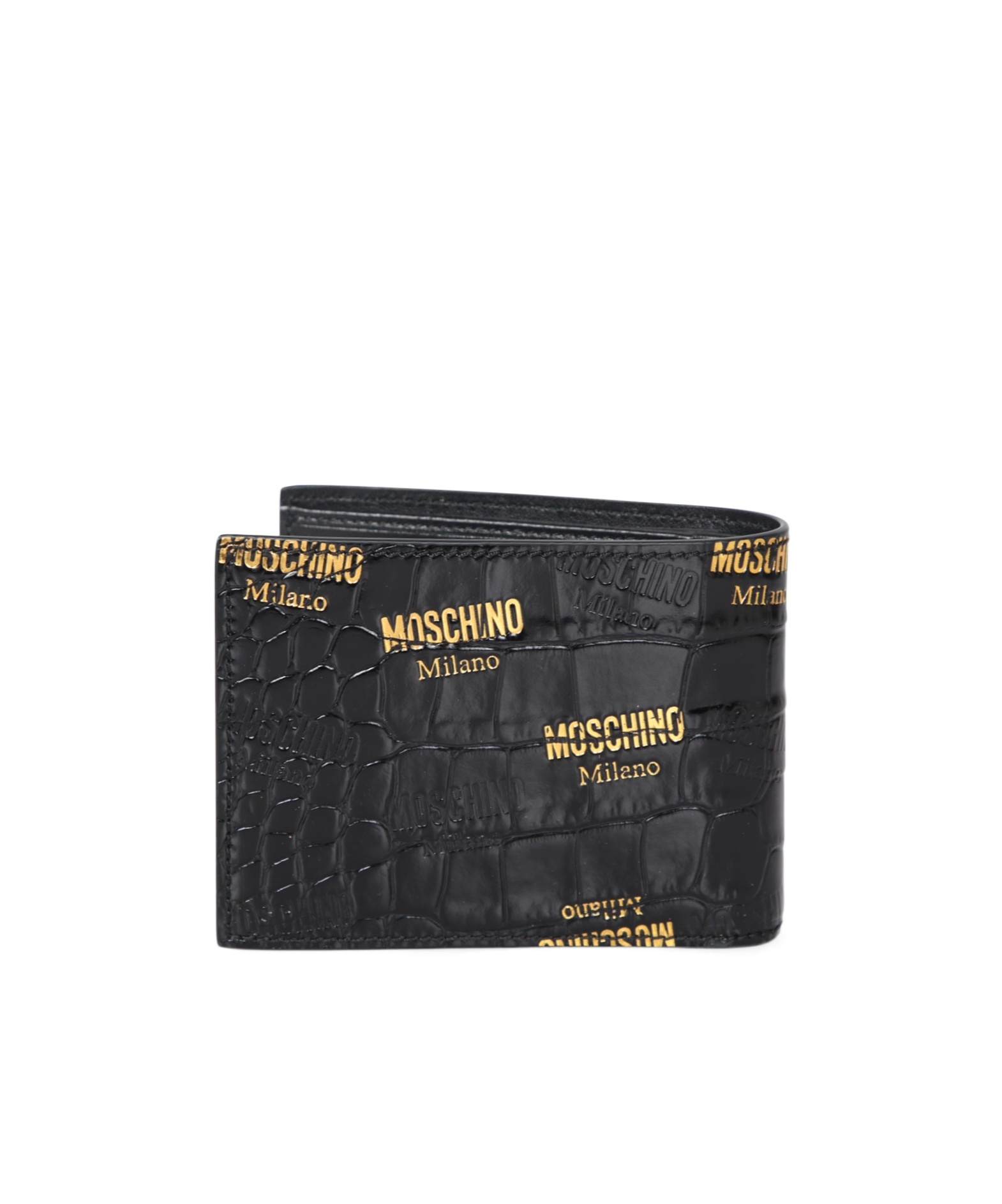 Moschino Embossed Bi-fold Wallet In Black