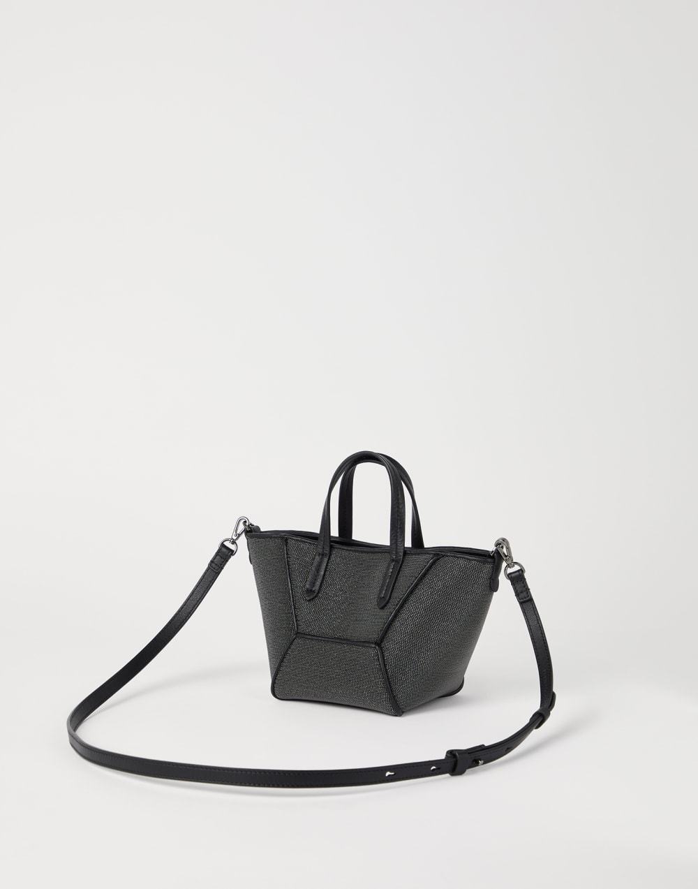 Brunello Cucinelli Precious Bc Duo Mini Bag In Grained Leather In Black