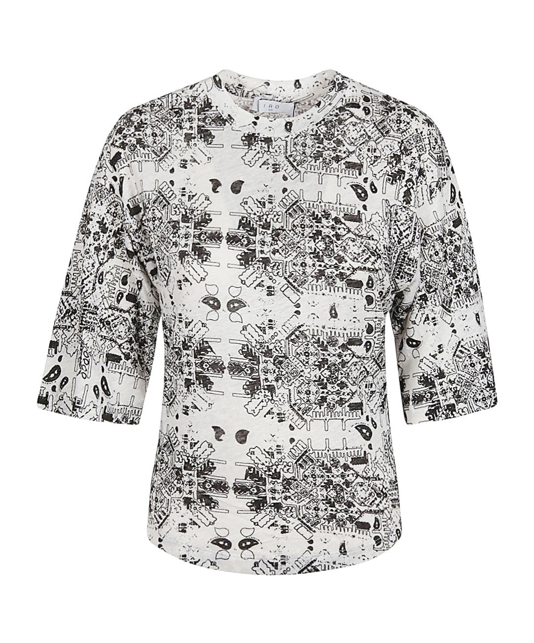 Iro Linen Geometric Pattern T-shirt In White