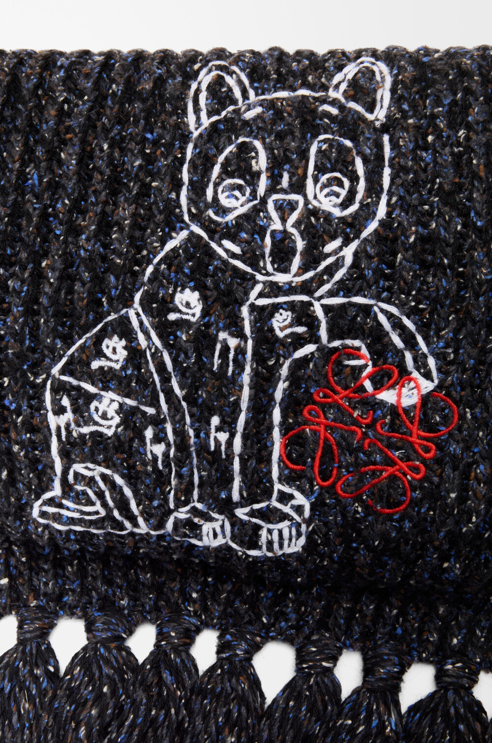 Loewe Scarf In Wool, Silk And Alpaca Blend In Black