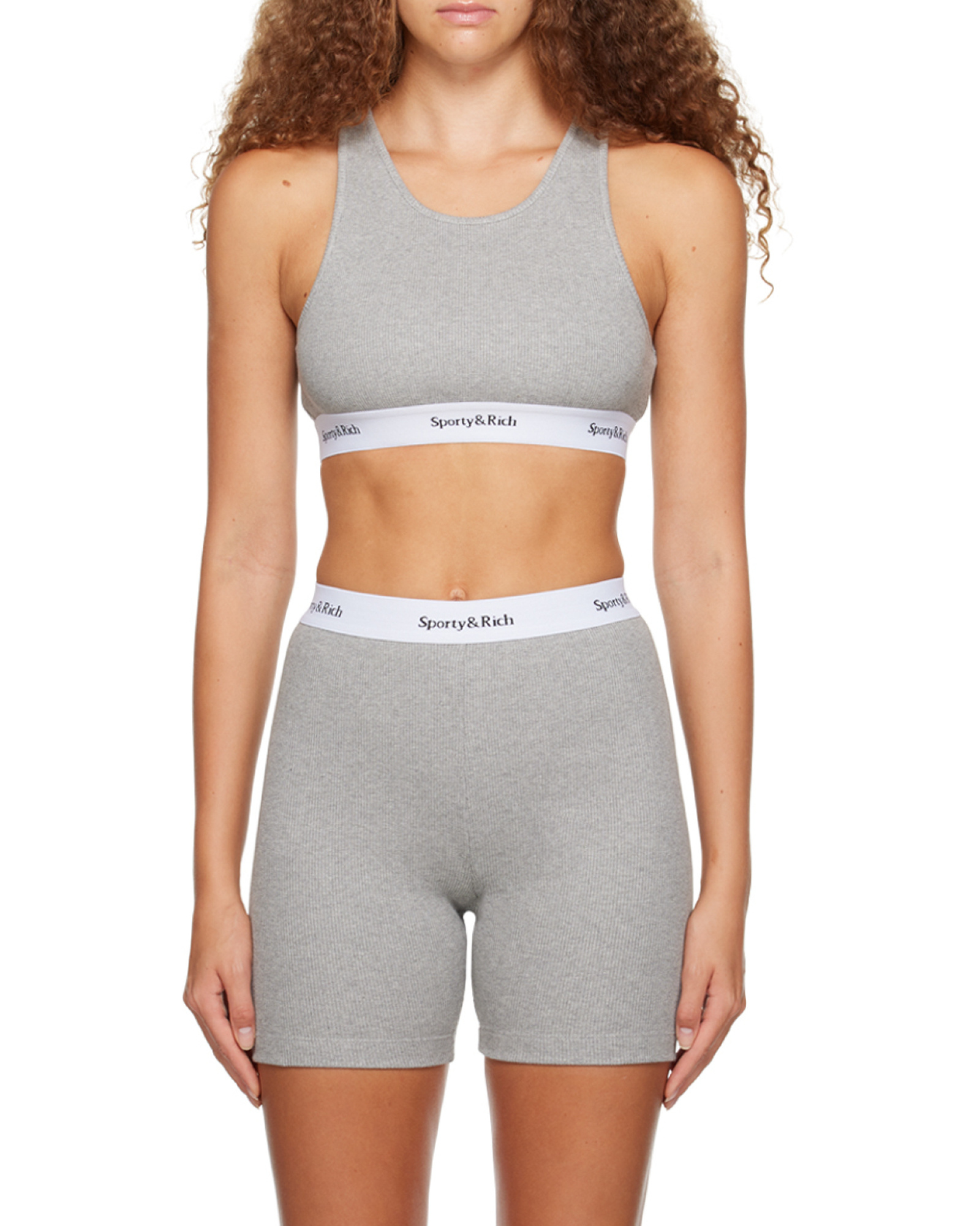 Sporty And Rich Gray Serif Tank Top In Gray