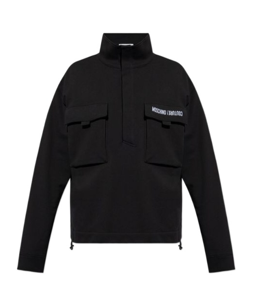 Moschino Logo Embroidered Turtleneck Sweatshirt In Black