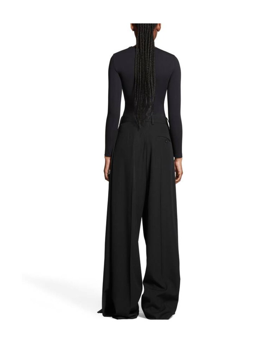 Balenciaga Double Front Wool Trousers In Black