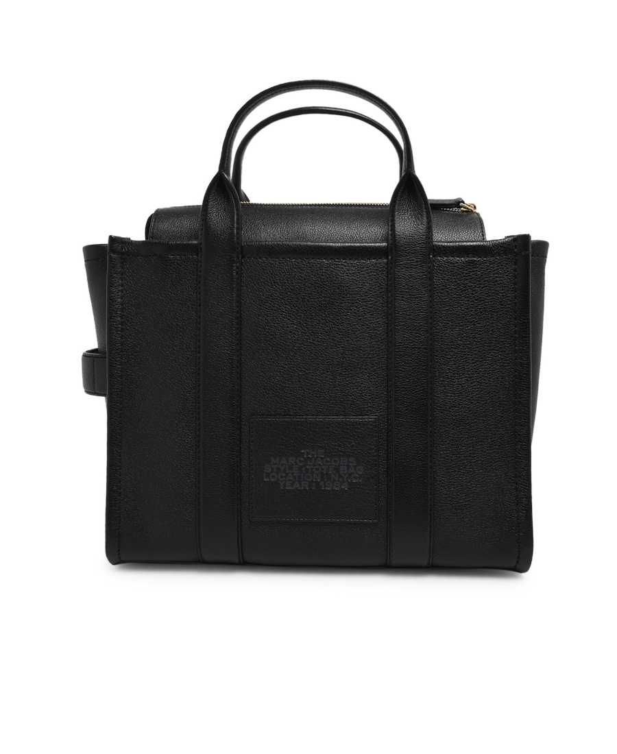 Marc Jacobs Grainy Leather Small Tote With Adjustable Shoulder Strap In Black