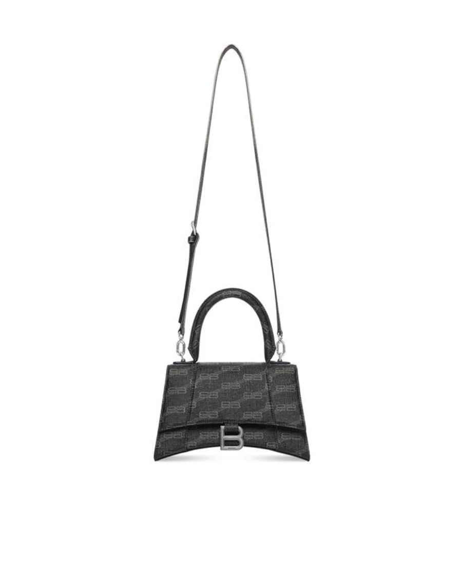 Balenciaga Hourglass Logo Handbag In Black