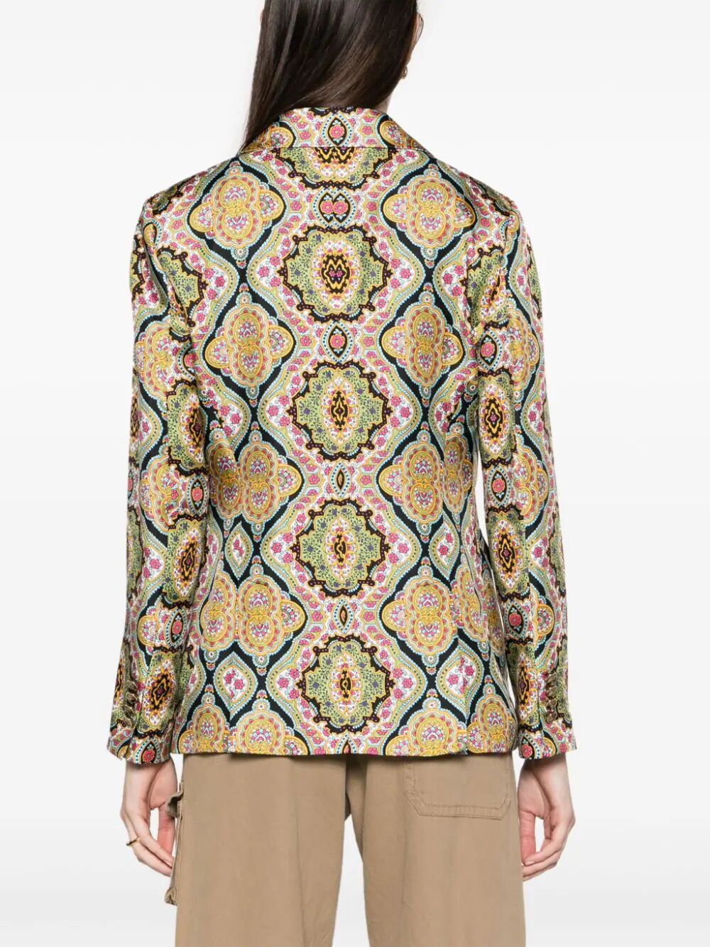 Etro Medallion-print Silk Single-breasted Blazer Jacket In Green
