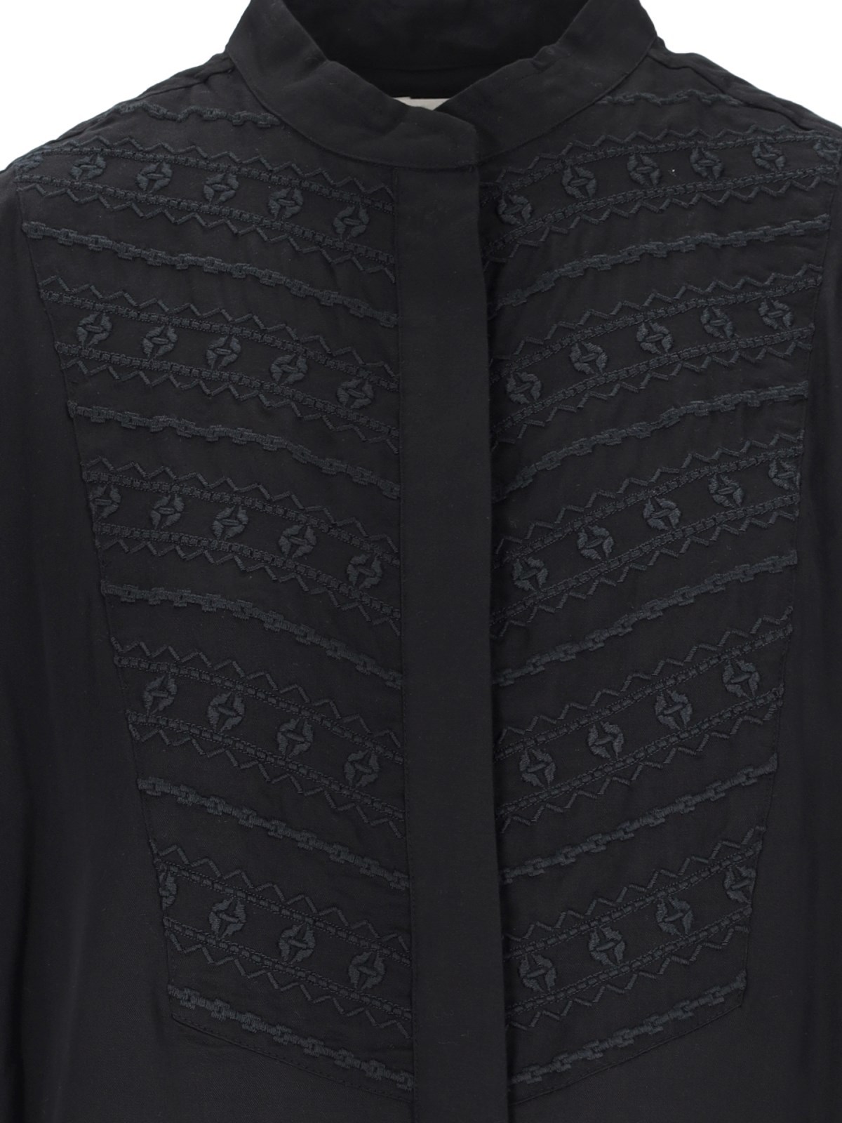 Shop Isabel Marant Étoile Britten Embroidered-detailed Long-sleeved Shirt In Black