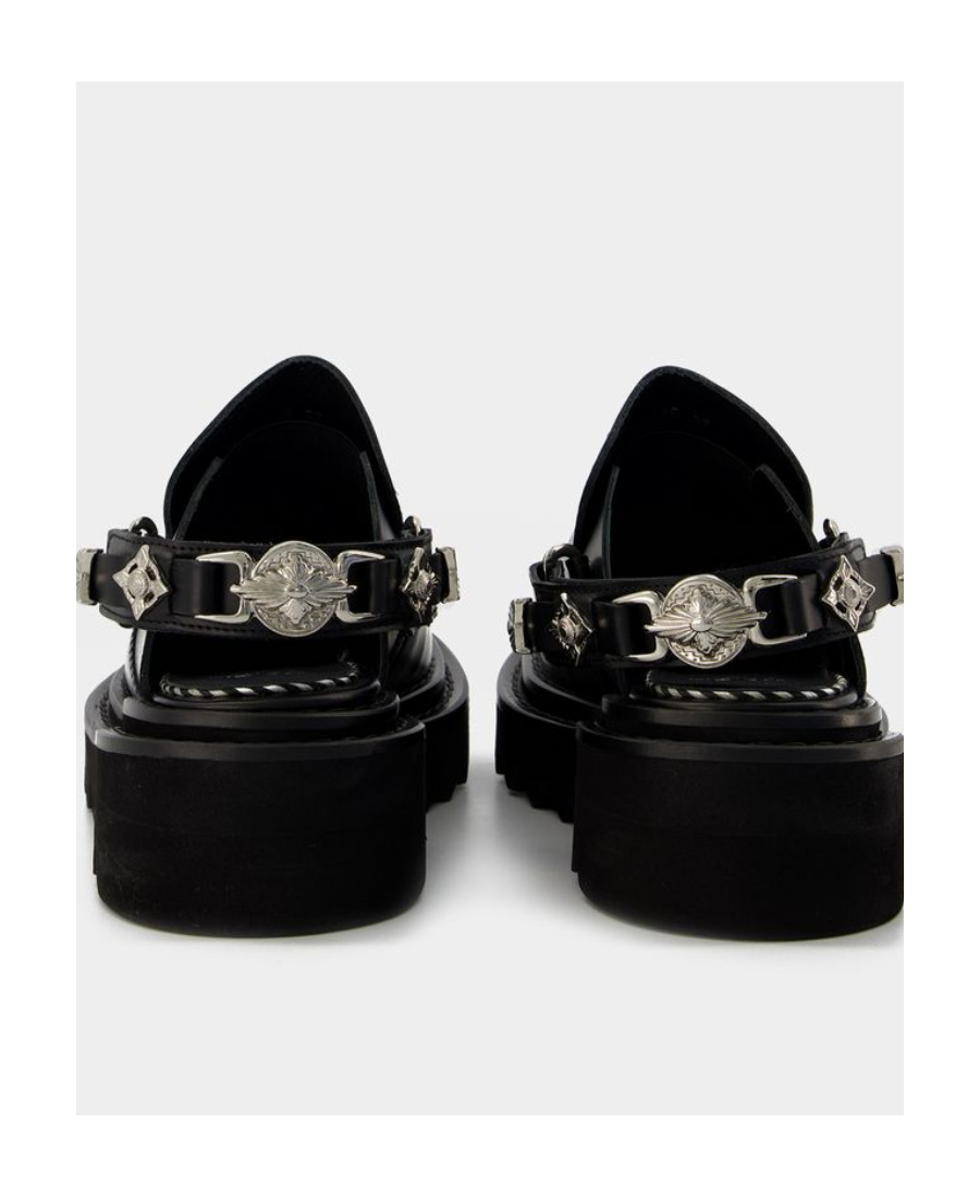 Shop Toga Pulla Buckled Round-toe Ankle-strap Flat Mules In Black