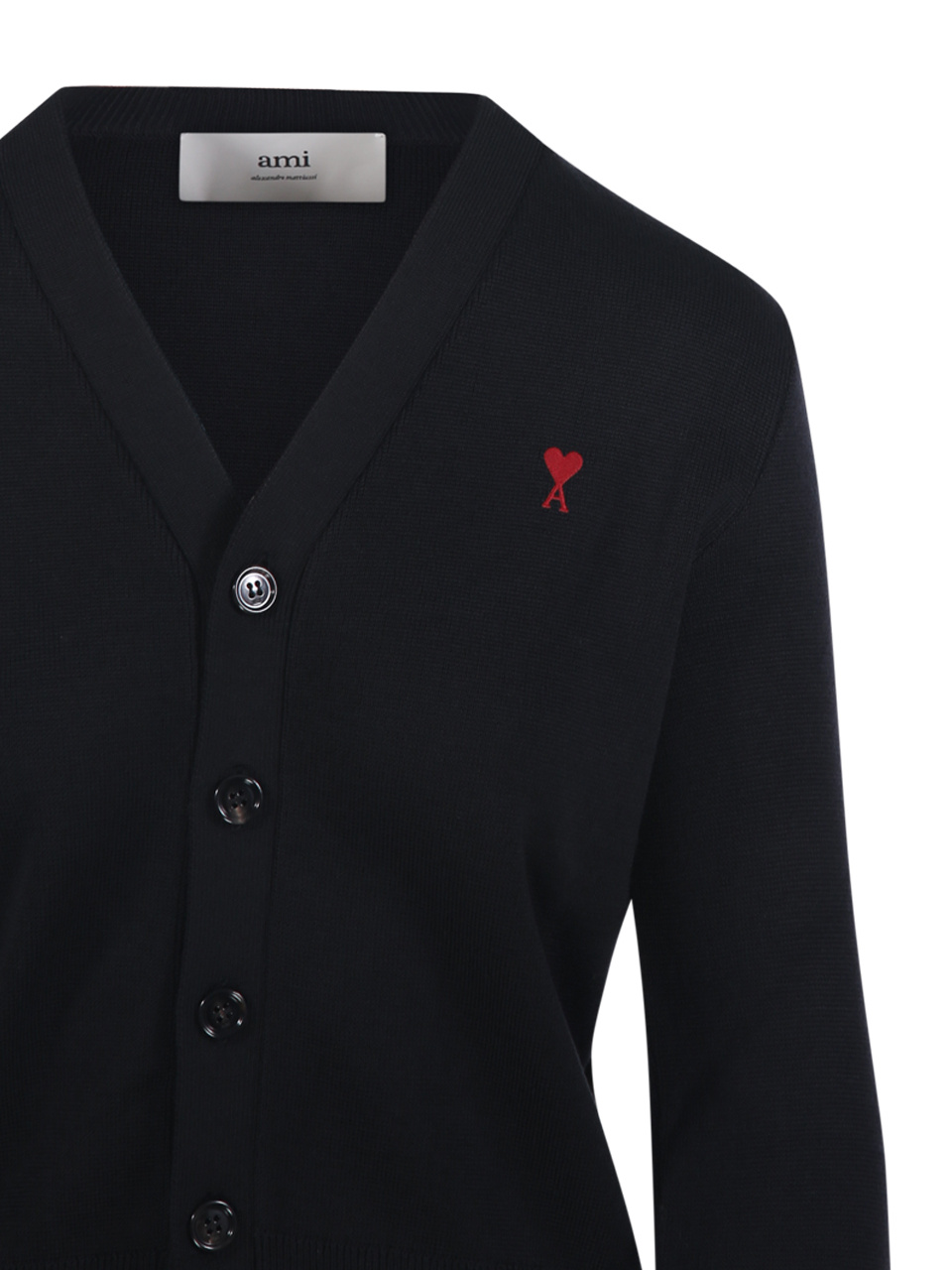 Ami Alexandre Mattiussi Ami V-neck Button-down Cardigan With Subtle Red Emblem In Blue