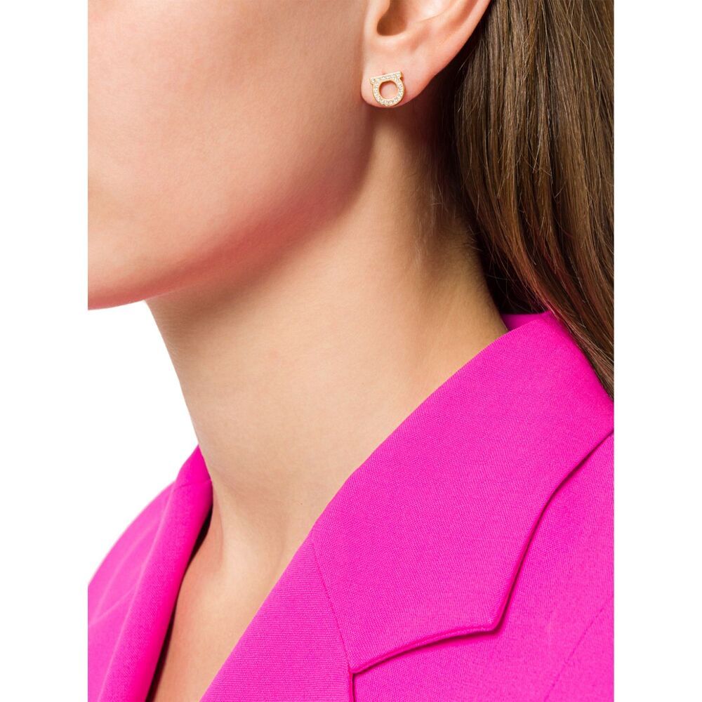 Ferragamo Gancini Embellished Earrings In Gold