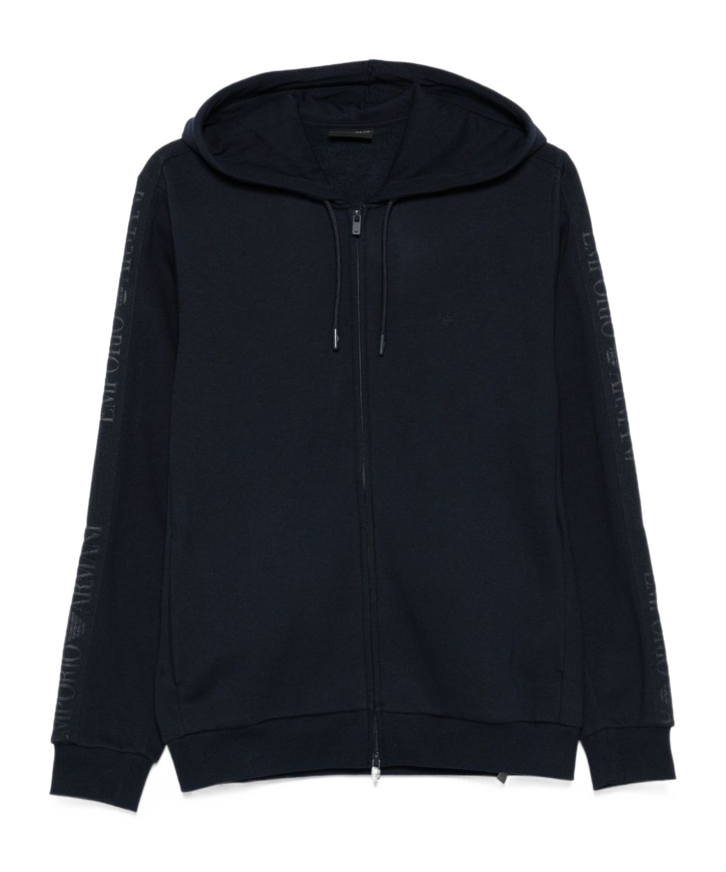 Emporio Armani Logo-detail Hooded Zip-up Sweatshirt In Blue