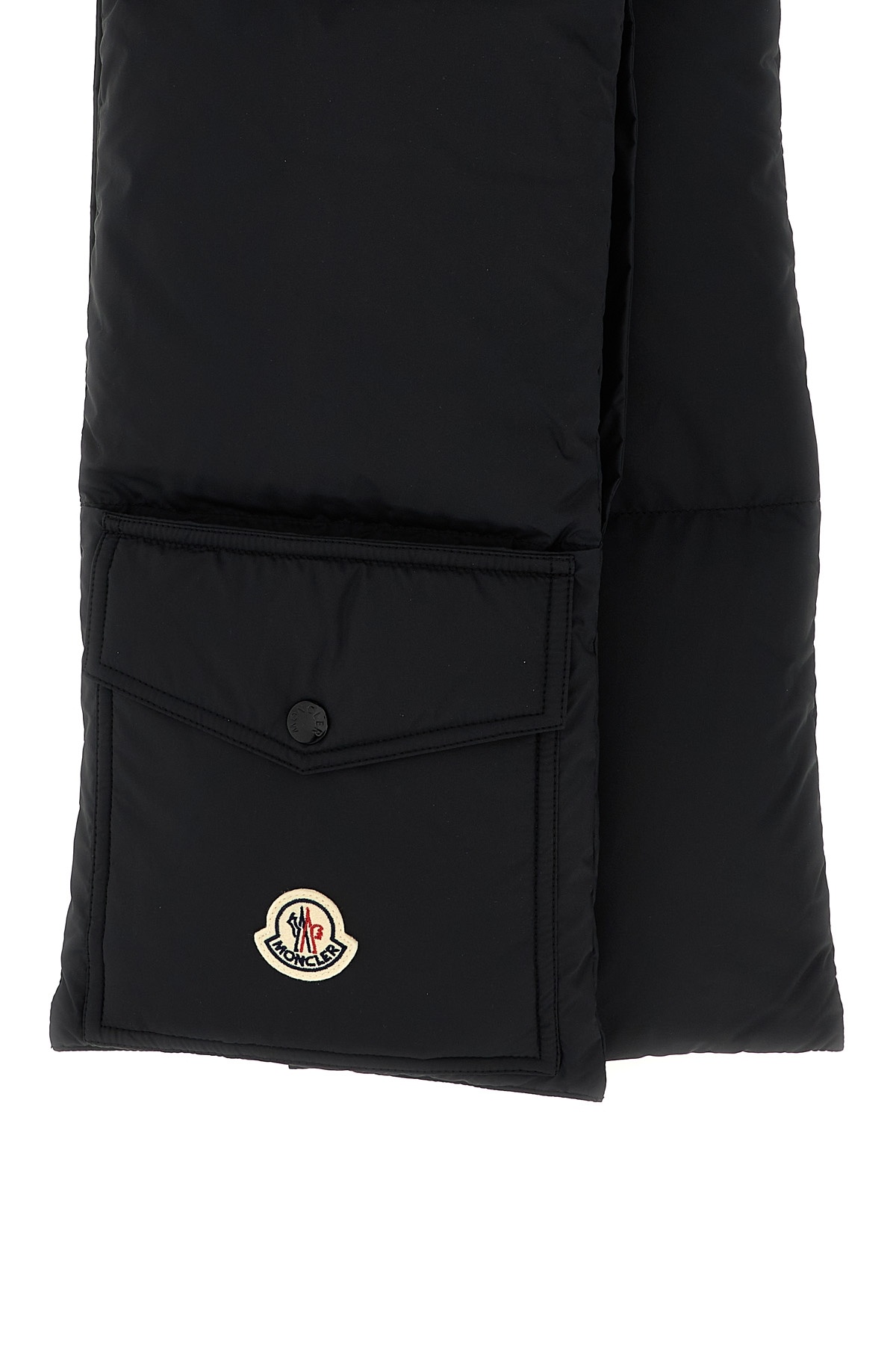 Moncler Insulated Scarf Featuring Buttoned Pocket In Black