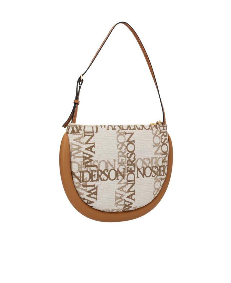 Jw Anderson Embroidered Fabric Bumper Moon Shoulder Bag In White