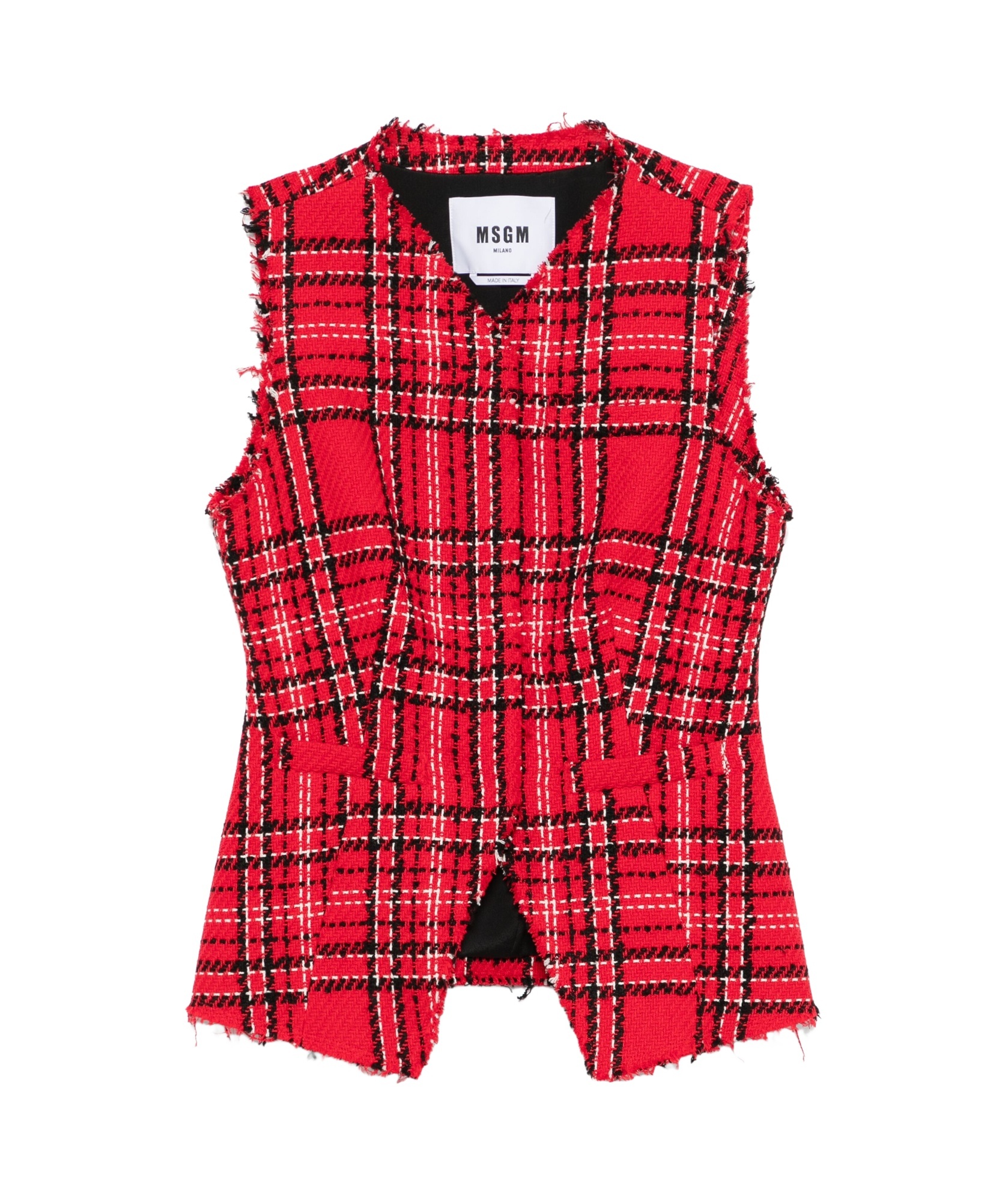 Msgm Checked Waistcoat In Red