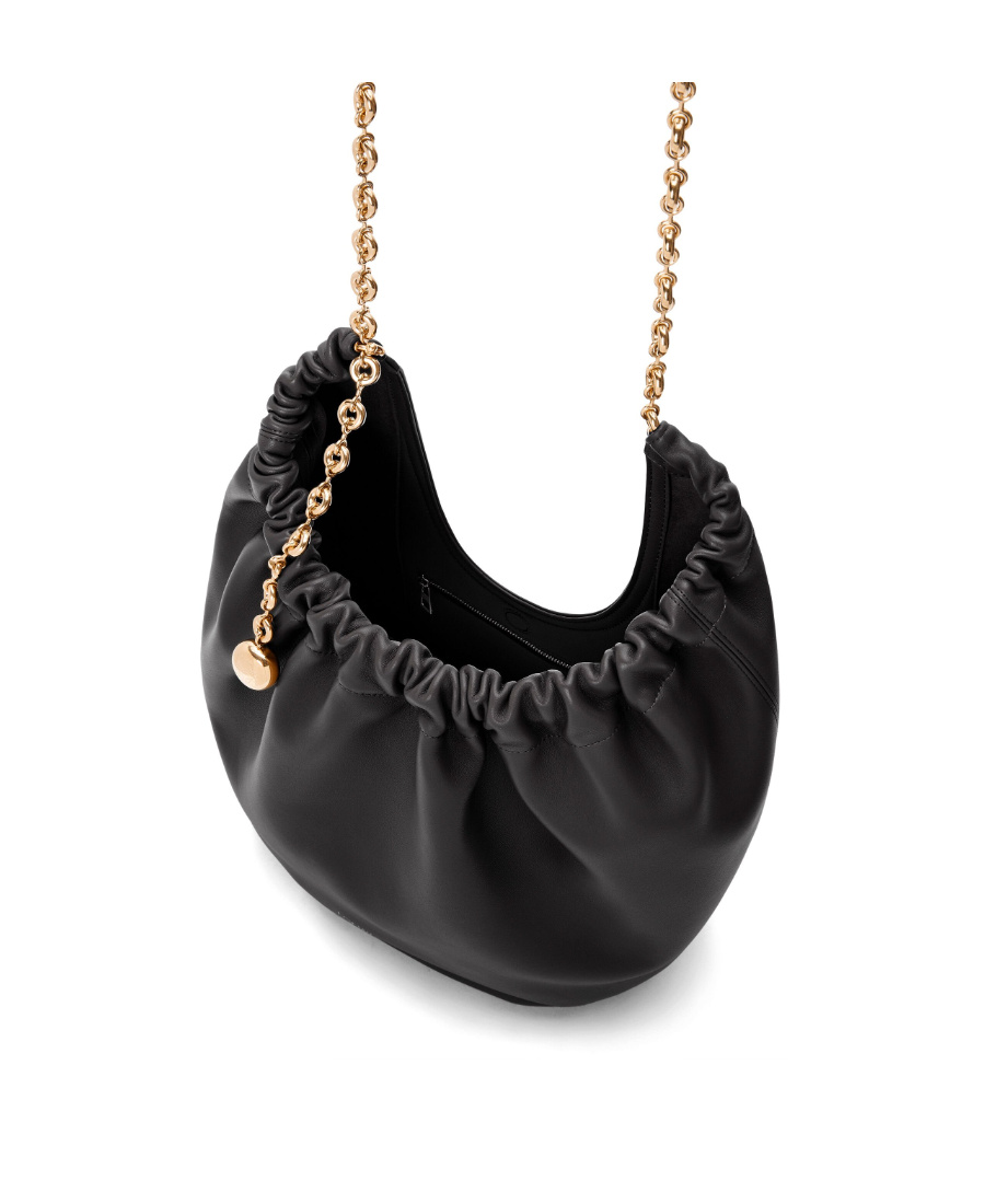 Loewe Squeeze Medium Chain-embellished Gathered Leather Shoulder Bag In Black