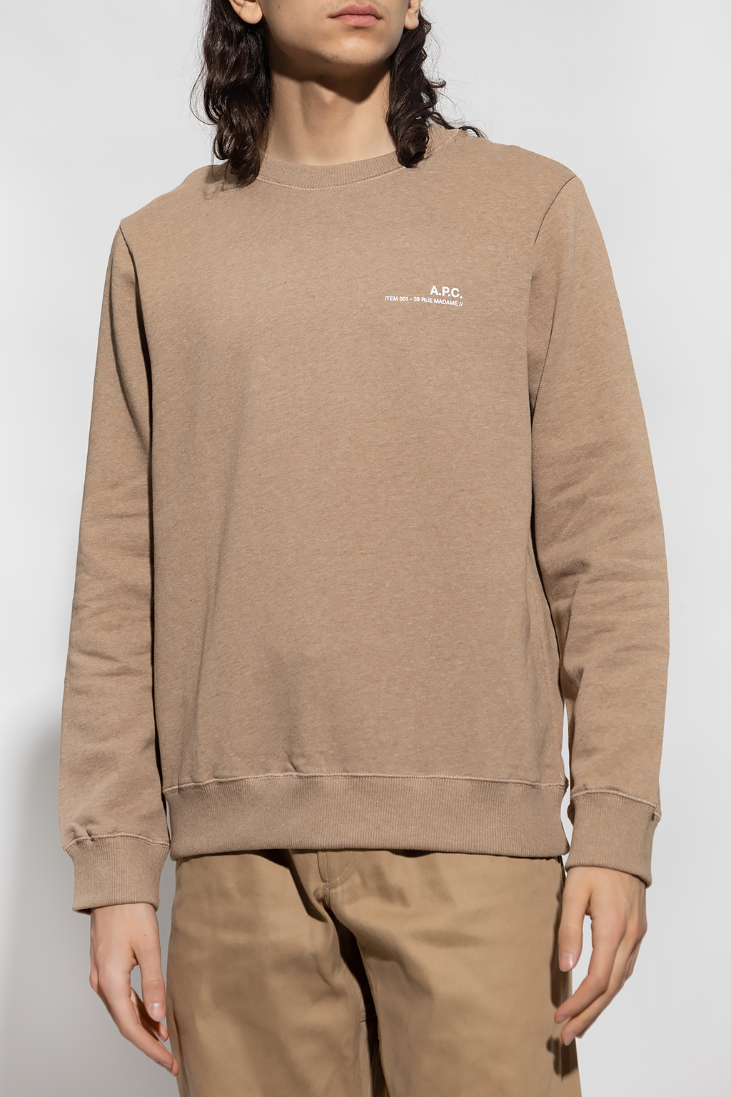 Apc Logo-print Crewneck Sweatshirt In Nude