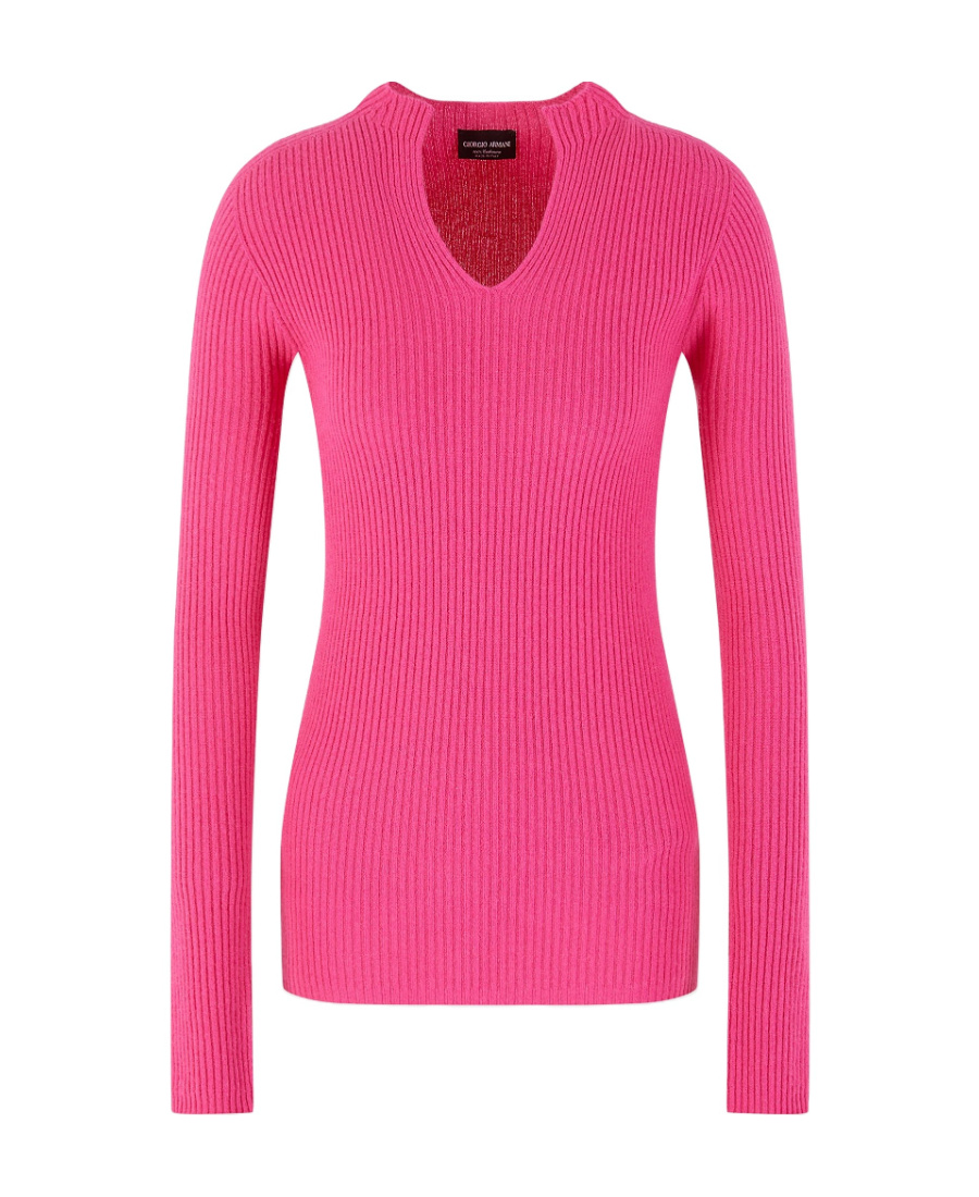 Giorgio Armani Rib Cashmere Sweater In Pink