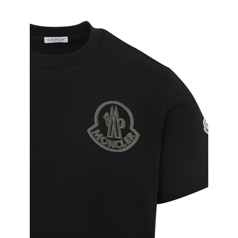Moncler Logo Embroidered Crew Neck T-shirt Patch In Black