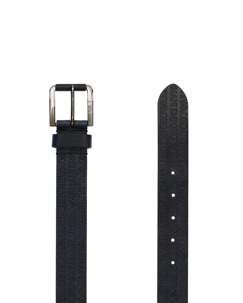 Emporio Armani Square Buckle Belt In Black