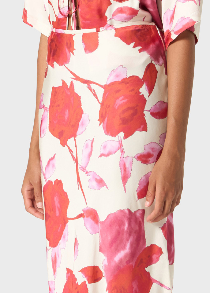 Blumarine Floral-print Midi Skirt In White