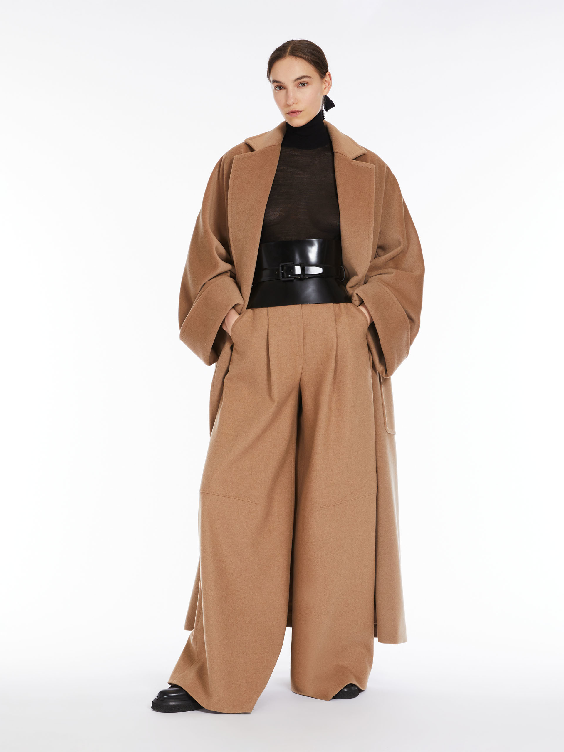 Max Mara Wide Pants "fernet" In Brown
