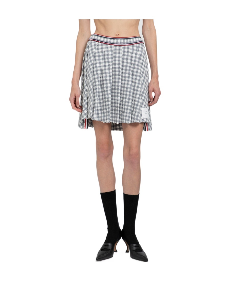 THOM BROWNE GINGHAM-CHECK PLEATED MINISKIRT