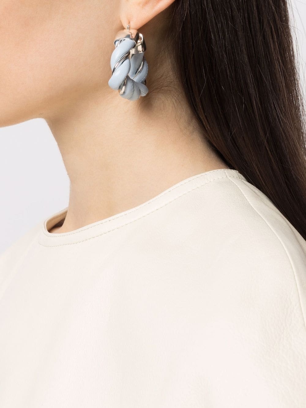 Bottega Veneta Twisted Hoop Earrings In Blue