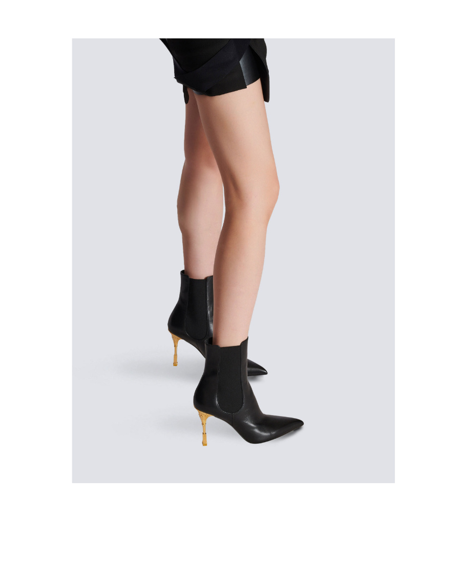 Balmain Sculpted-heel Patent-finish Leather Boots In Black