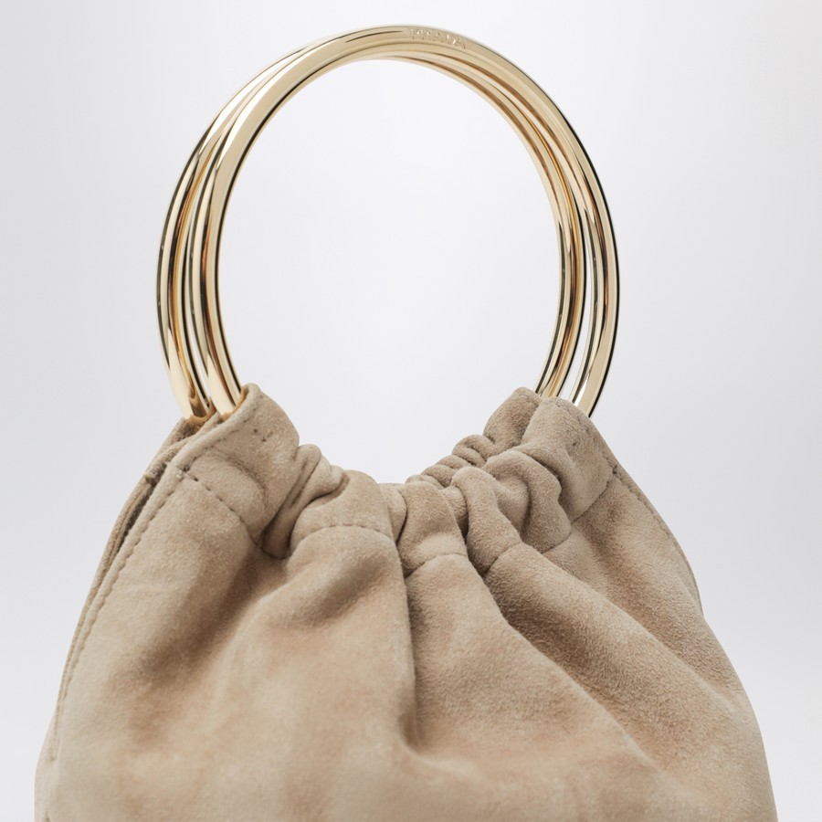 Prada Mini Bucket Bag In Desert Suede