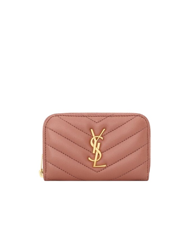 Saint Laurent Cassandre Zip Wallet In Pink