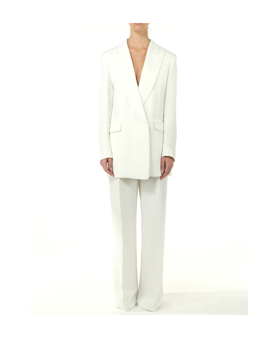 Sportmax Oversized Concealed Fastened Blazer In White