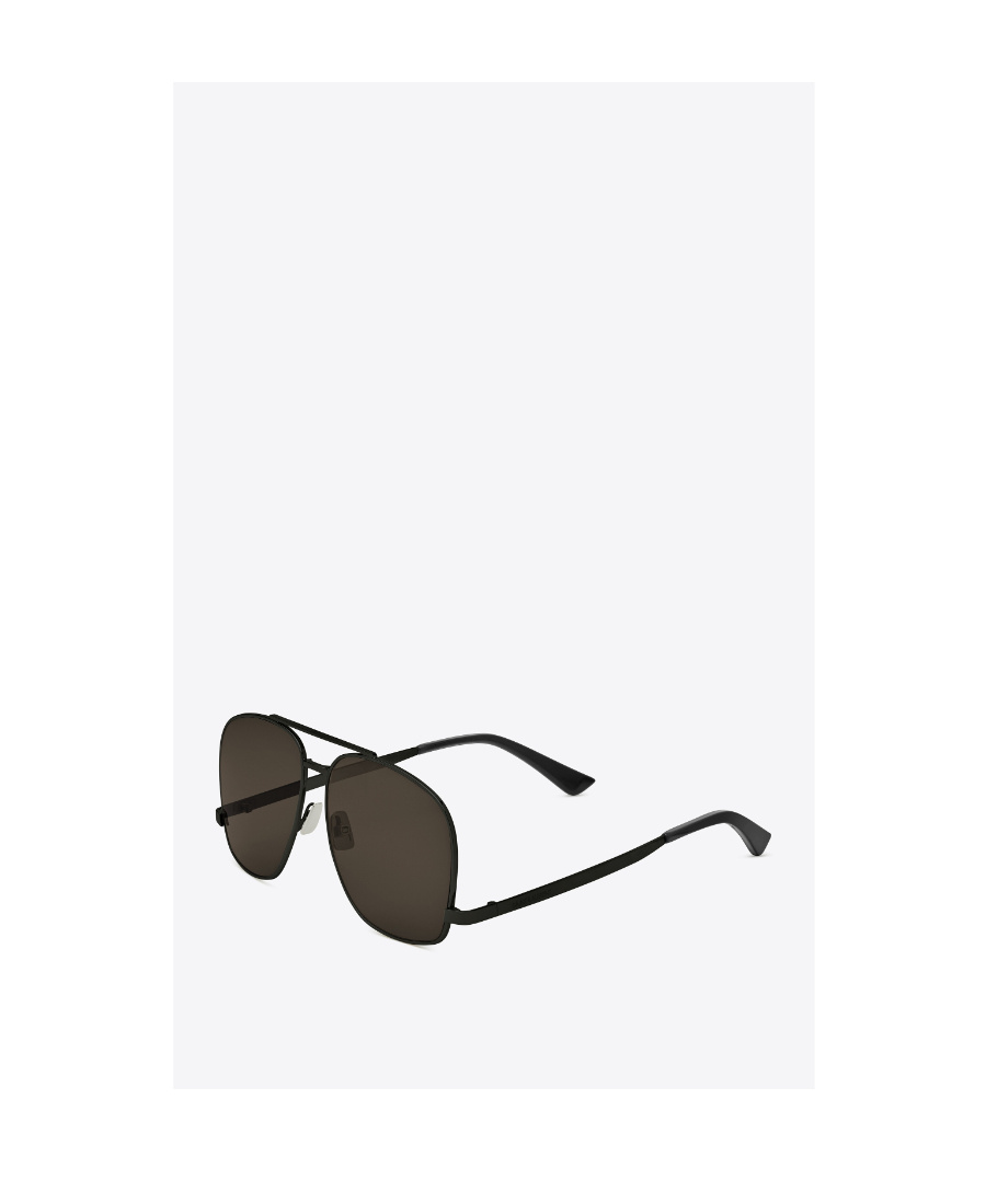 Saint Laurent Logo-engraved Square-frame Sunglasses In Brown