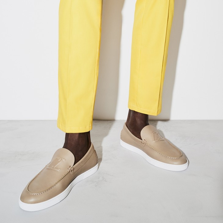 Christian Louboutin Varsiboats Leather Loafers In Nude