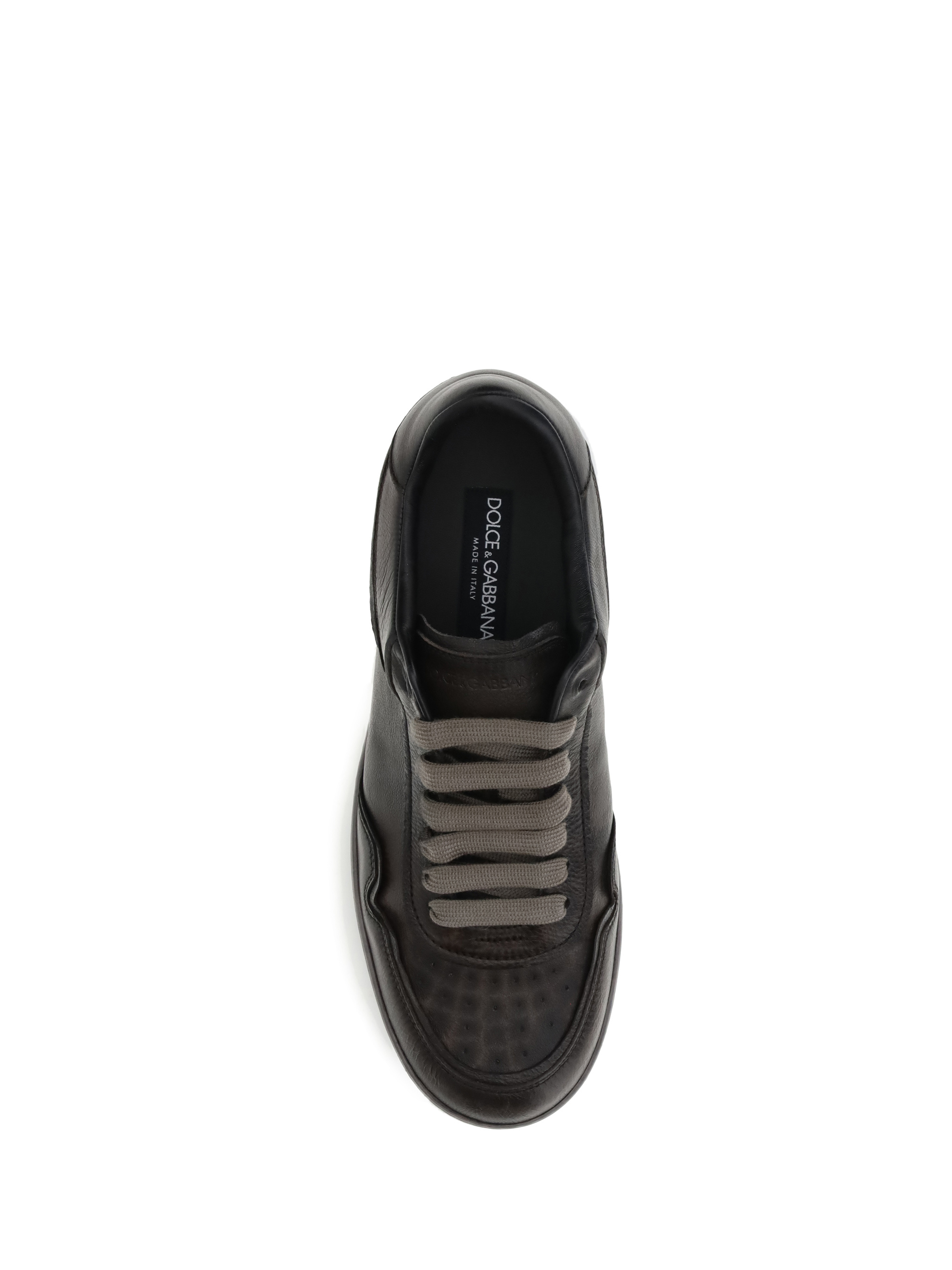 Dolce & Gabbana Brown Leather Vit Beck Sneakers In Black