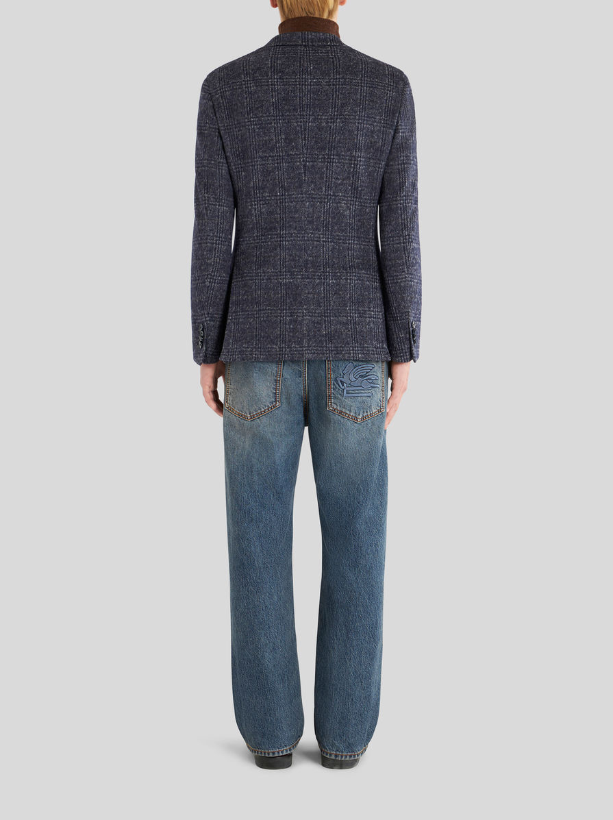 Etro Checked Single-breasted Blazer In Blue