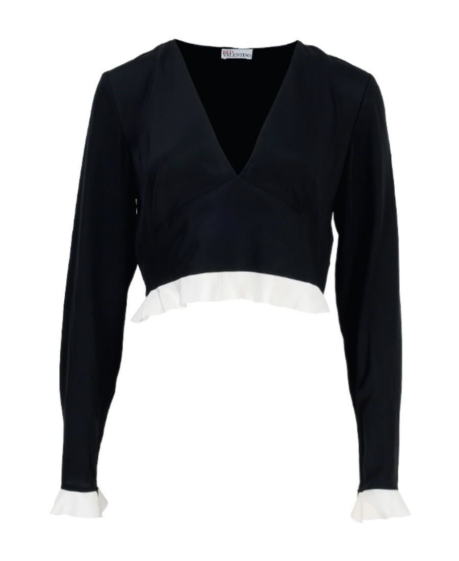 Red Valentino V-neck Blouse In Black