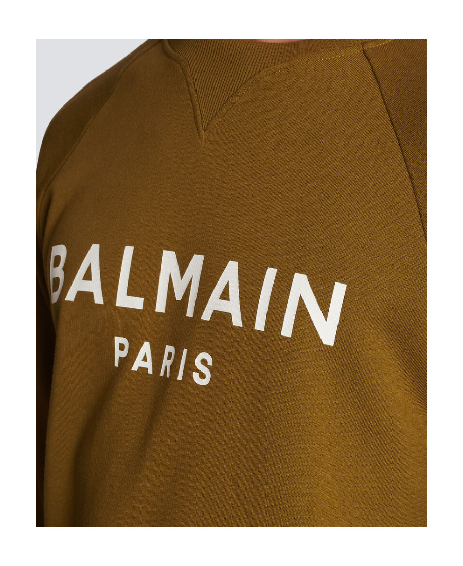 Balmain Men's Khaki And White Graphic Print Sweatshirt For Ss23 In Brown
