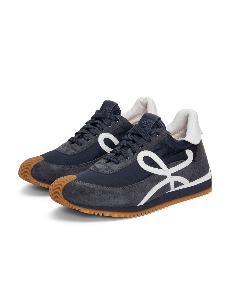 Loewe Flow Runner Suede-trimmed Sneakers In Blue
