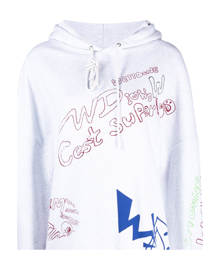 We11 Done All-over Print Drawstring Hoodie In White