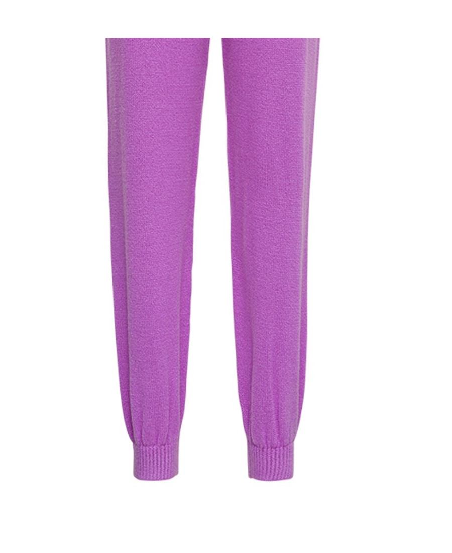 Msgm Merino-blend Knitted Track Pants In Purple