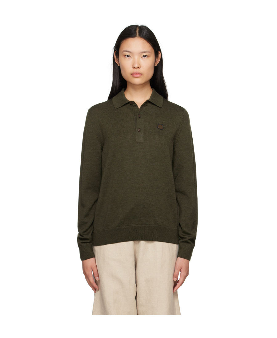 MAISON KITSUNÉ KNITTED LONG-SLEEVED POLO SHIRT